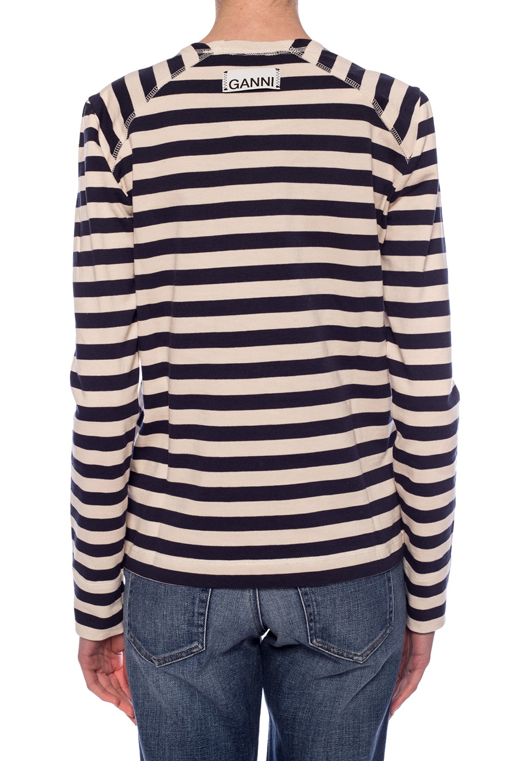 Ganni striped discount cotton jersey pullover